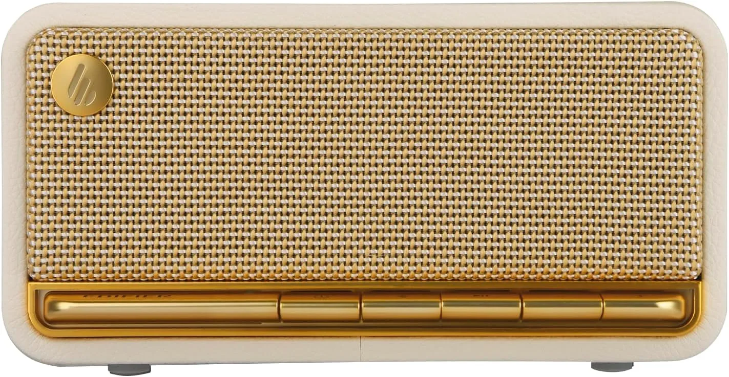Edifier Retro Wood Bluetooth Speaker, Wireless Portable Speakers with 20W Stereo Sound, Vintage Decor Speaker with AUX,USB Soundcard Micro SD White