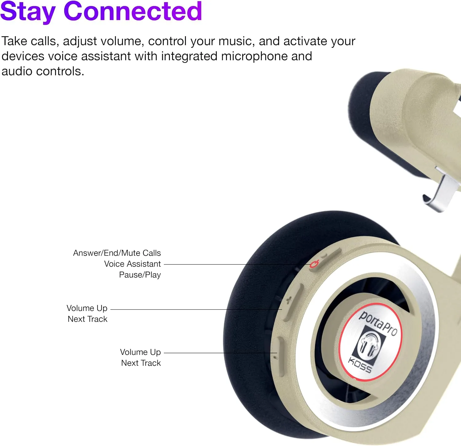 Koss Porta Pro Wireless 2.0 Retro 80s Style On-Ear Headphones, Rhythm Beige