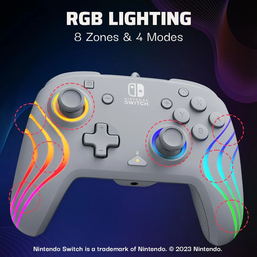 PDP Afterglow Wave Wired RGB Gaming Controller for Nintendo Switch 2, Lite