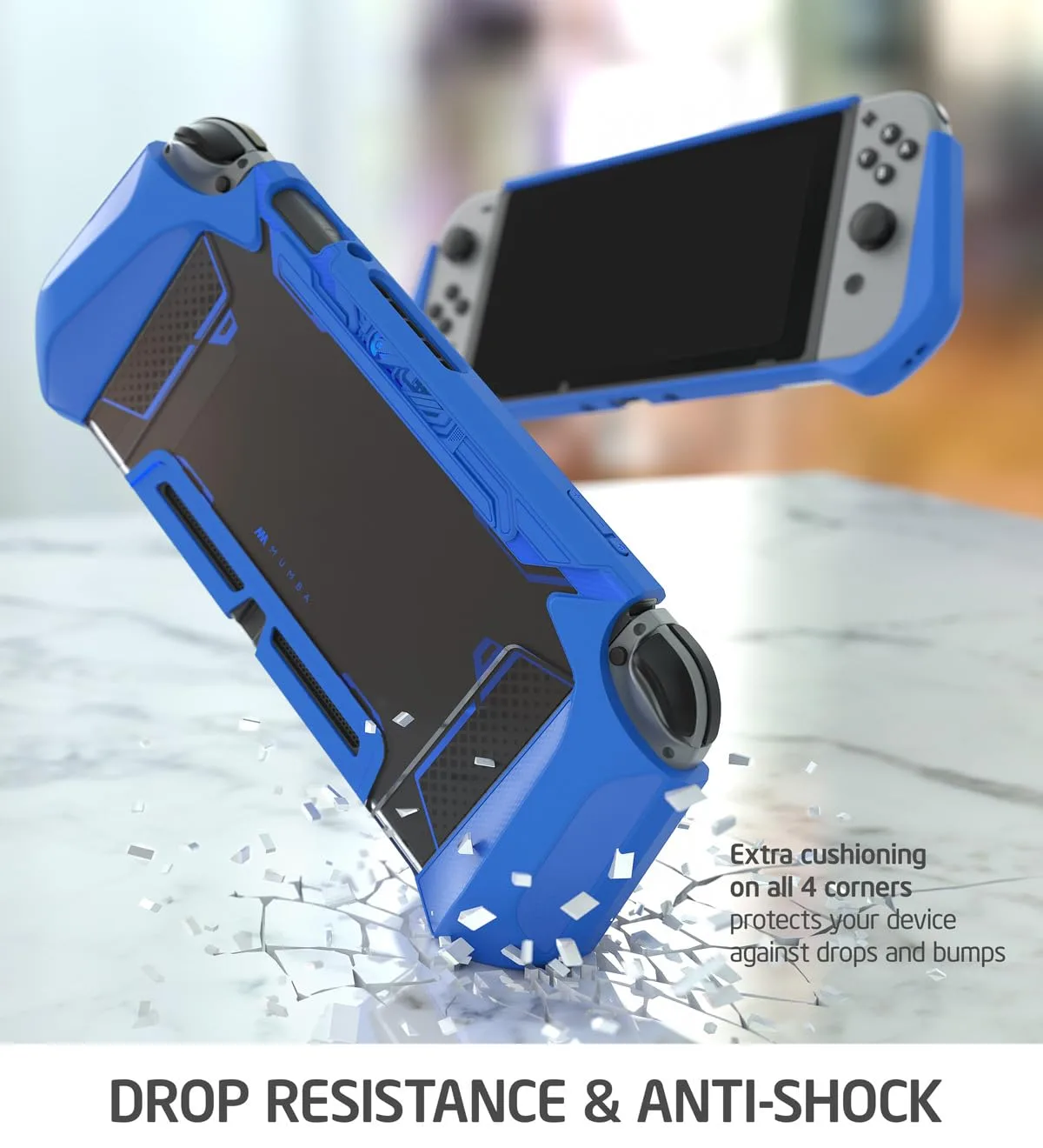 Mumba Dockable Case for Nintendo Switch (2017 Release), [Blade Series] TPU Grip Protective Cover Case Compatible with Nintendo Switch Console and Joy-Con Controller (Navy)