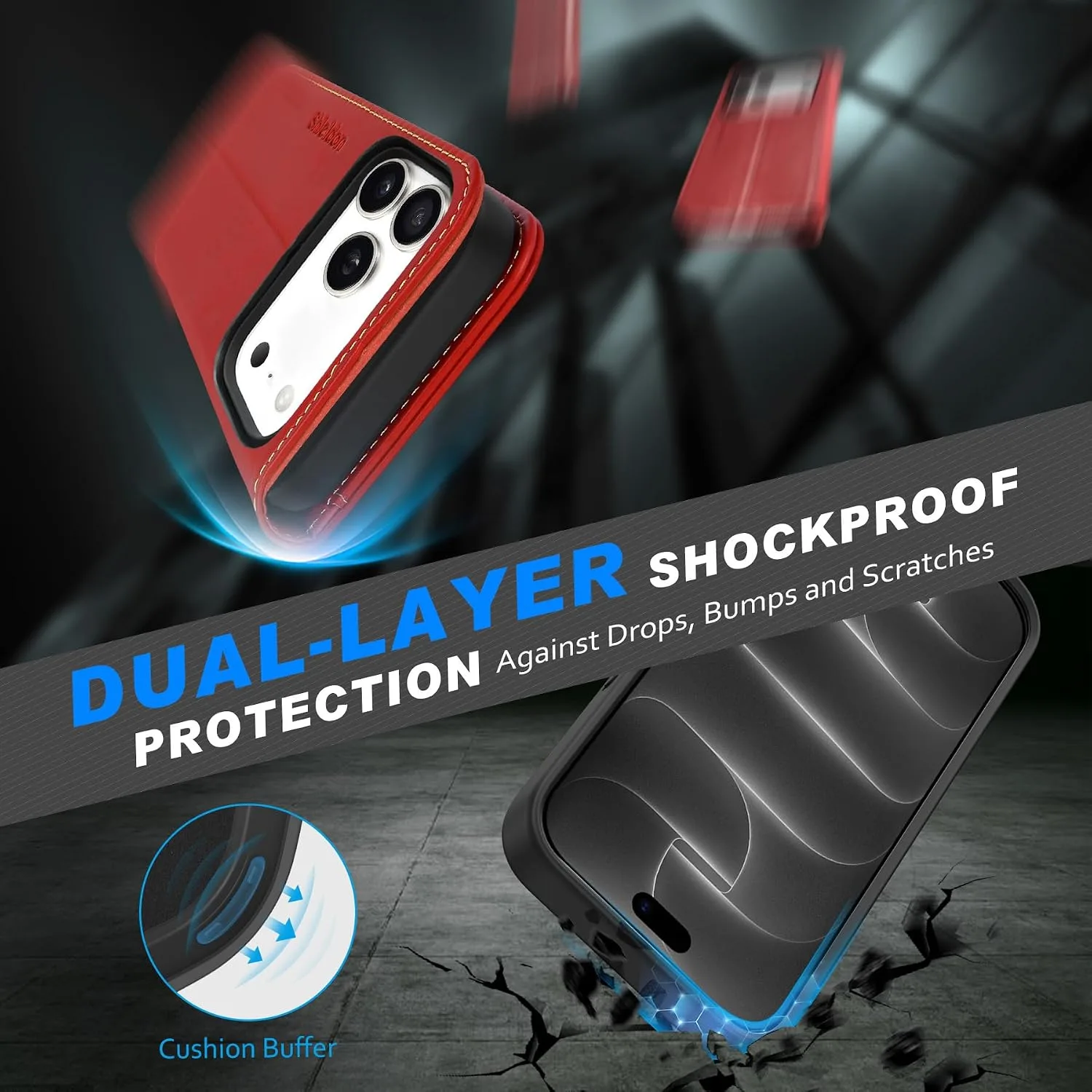 SHIELDON Detachable Case Wallet for iPhone 18 Pro Max/17 Pro Max, Retro Red