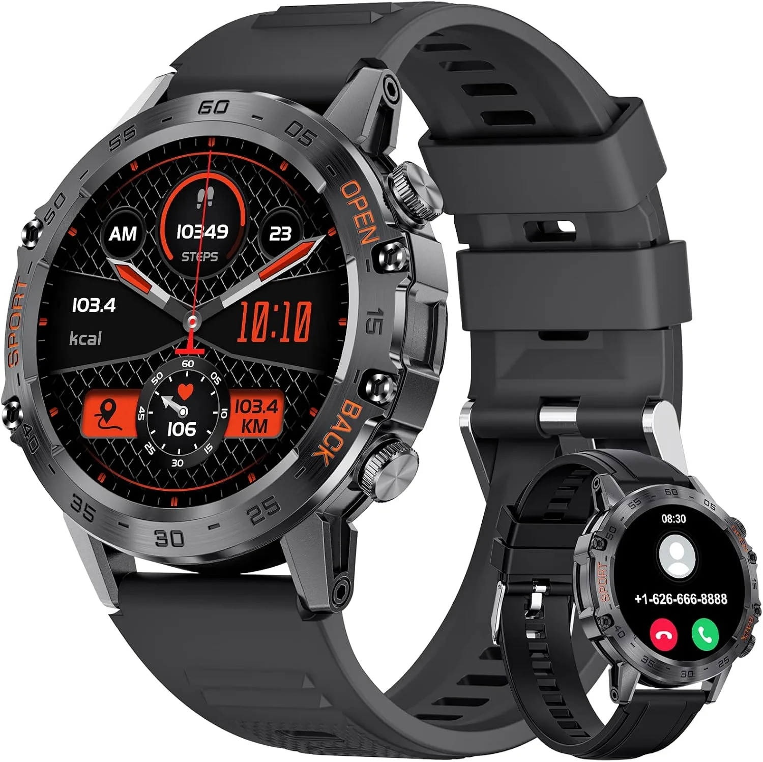 SUNKTA Military Smart Watch for Men(Answer/Dial Calls),1.39''HD Touchscreen,100 Sports Modes, 5ATM Waterproof Fitness Watch,with Blood Pressure/Heart Rate/SpO2 Smart Watch for Android/iOS
