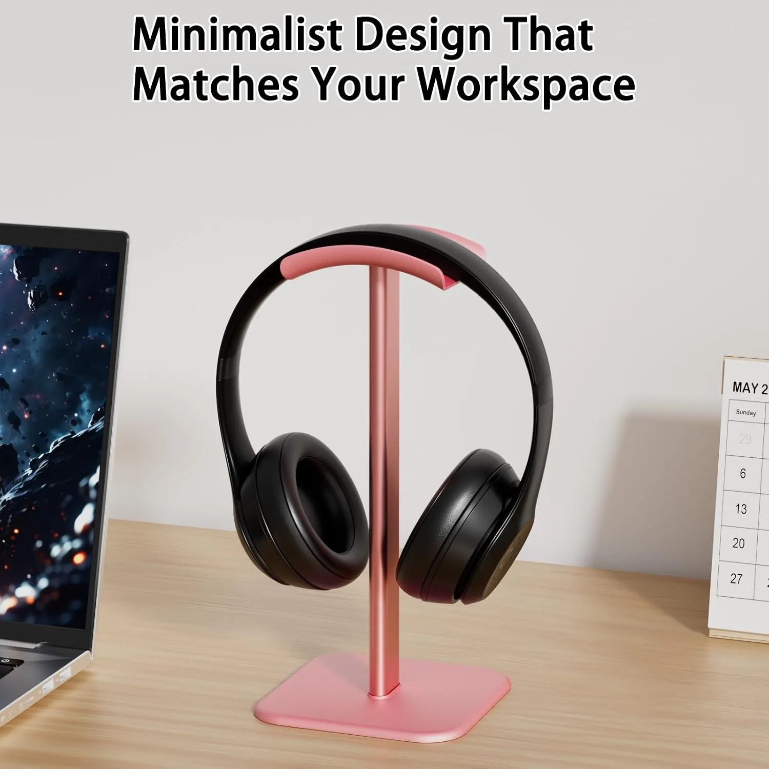 Headphone Stand for Desk - Headset Stand Headphone Holder (Pink)