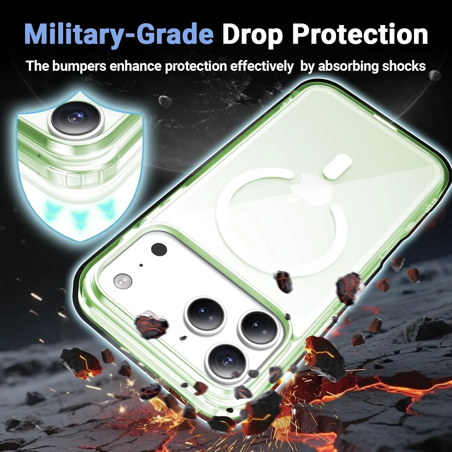 Temdan for iPhone 18 Pro Max Case/iPhone 17 Pro Max Case, Clear Green