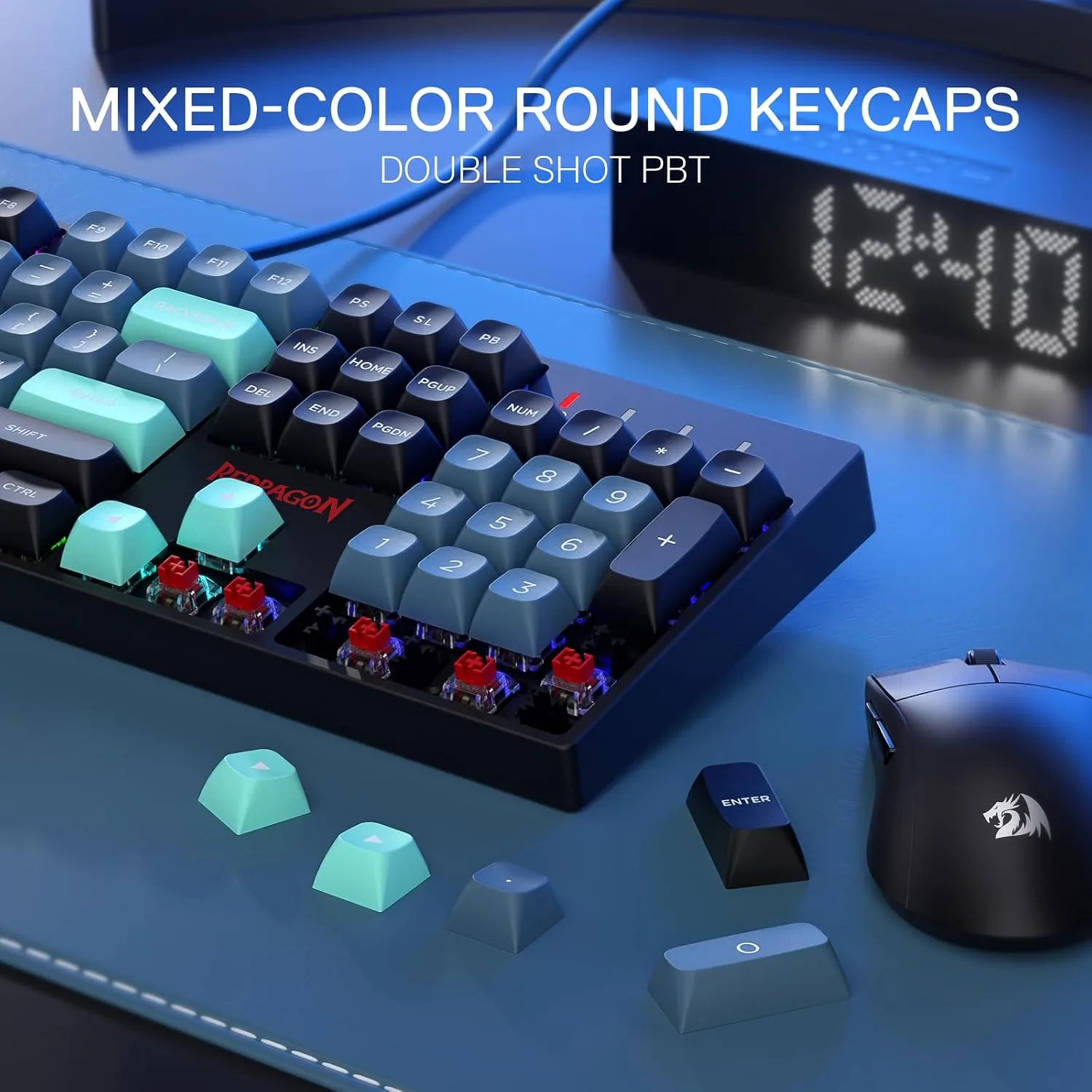 Redragon K582 SE Wired RGB Mechanical Gaming Keyboard, 104-Key, PBT Keycaps