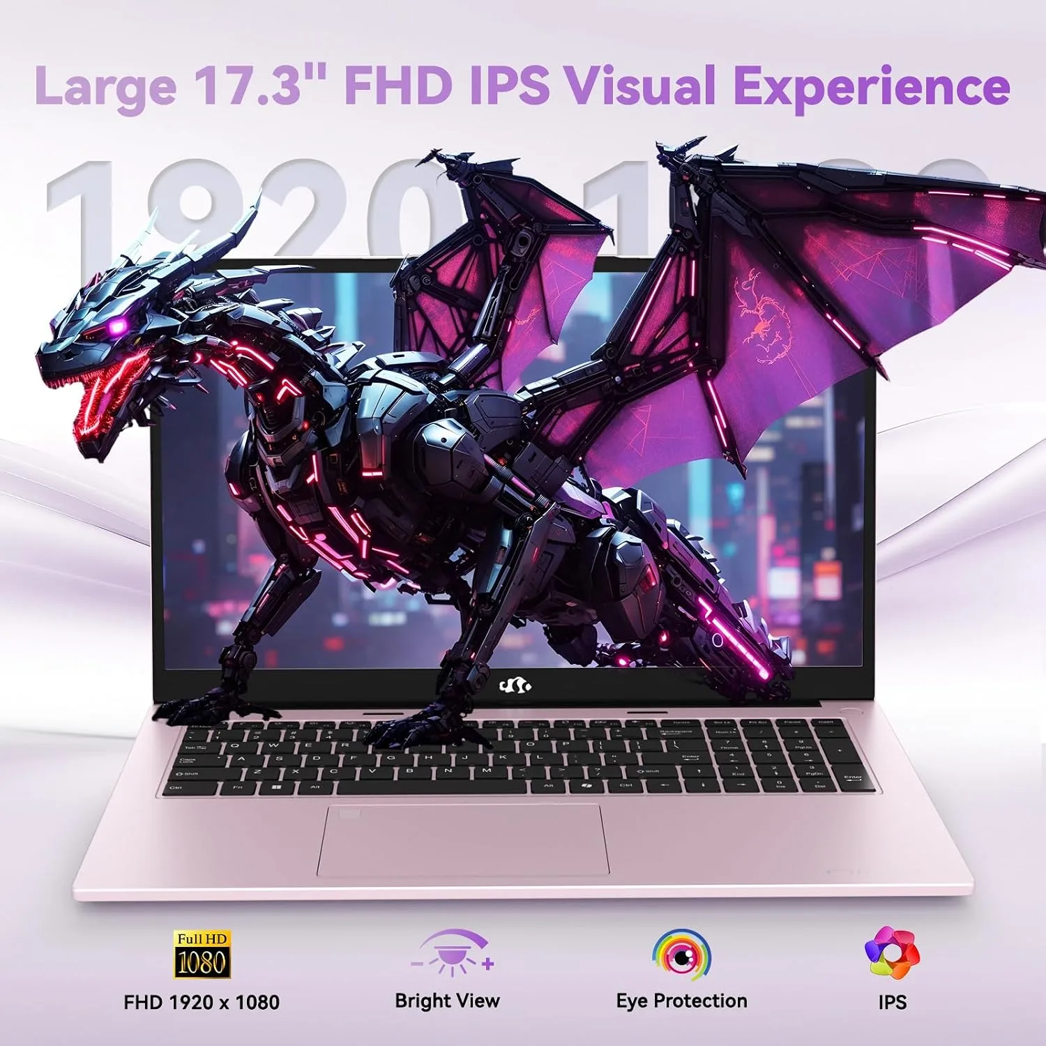 NIMO 17.3 FHD Light Gaming AI-Laptop, 8 Cores AMD R7 16GB DDR5 512GB SSD
