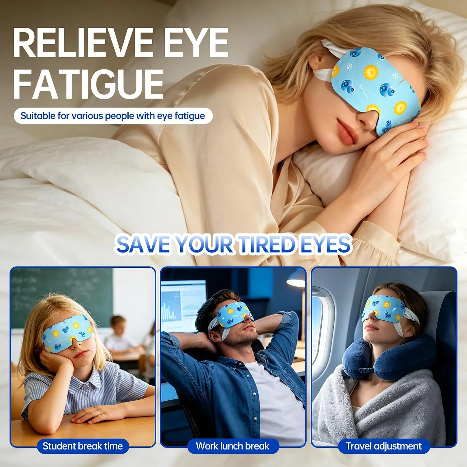 26PCS Self Cooling Eye Mask, Cold Eye Mask & Ice Mask for Eyes, Disposable Cold Compress for Eyes Soothes Puffiness, Gel Eye Mask for Dark Circles, Ideal for Self‑Care, Travel