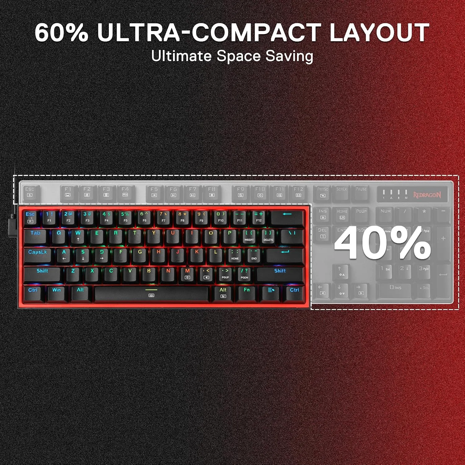 Redragon CB201 Gaming Keyboard & Mouse Combo, 61 Keys K617 Wired RGB Gaming Keyboard and 8000 DPI Wired M612 Gaming Mouse Bundle, Black