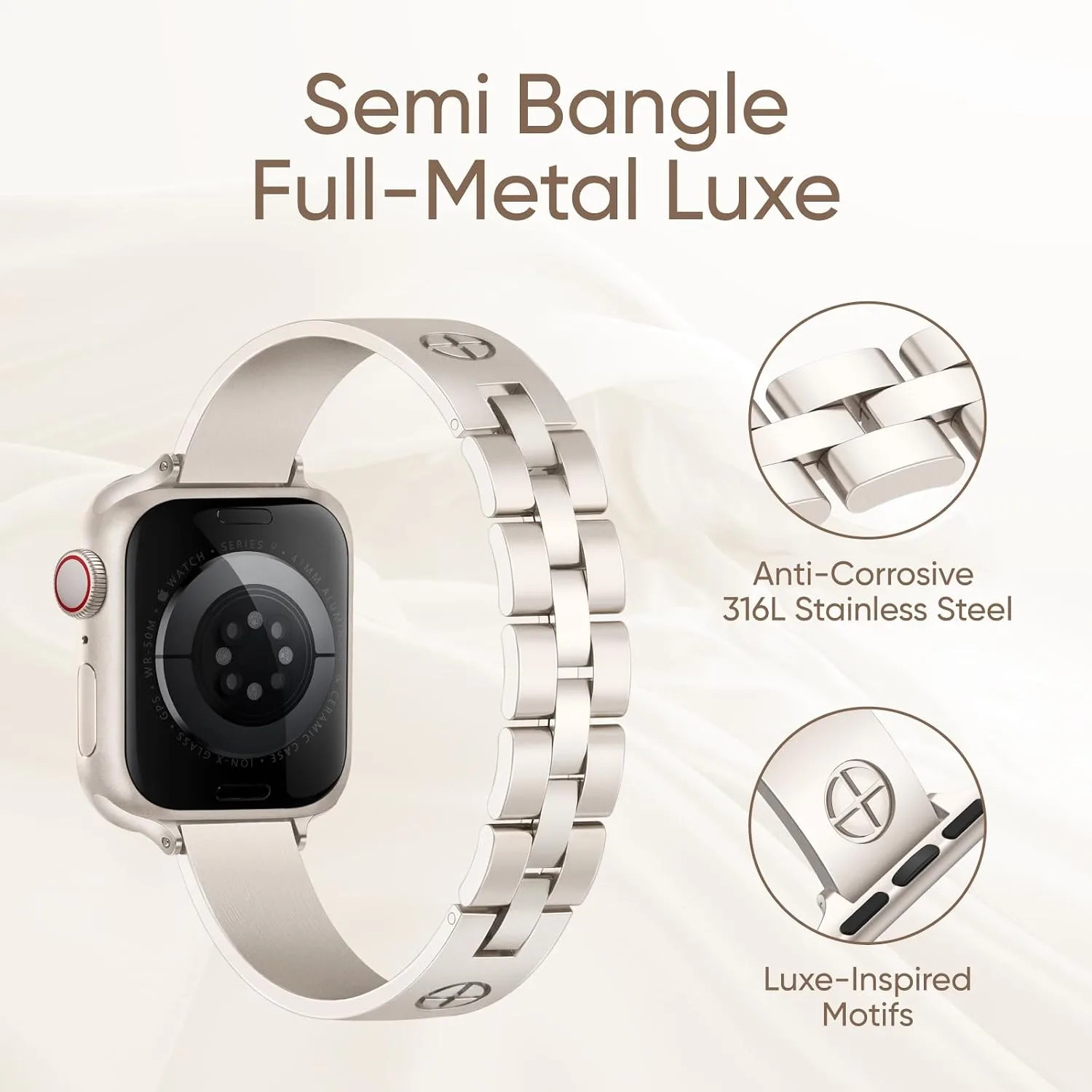 Missair Compatible with Apple Watch Band 38mm 40mm 41mm 42mm 44mm 45mm 46mm 49mm, Stainless Steel Metal Strap Women Dressy Bracelet Wristband for iWatch Series 11 10 9 8 7 6 5 4 3 2 1 SE Ultra
