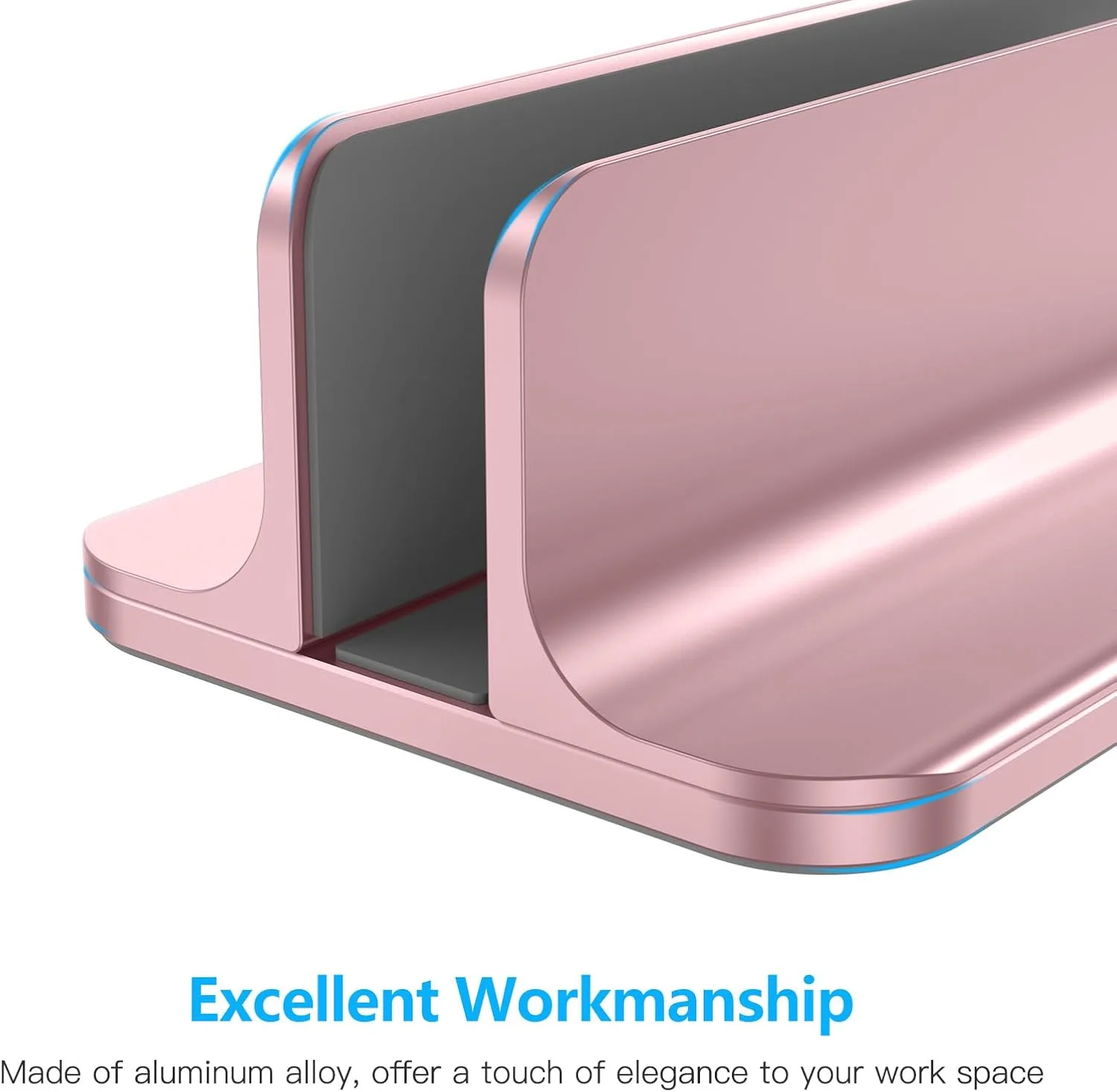 OMOTON Vertical Laptop Stand Holder, Adjustable Dock for MacBook, Rose Gold