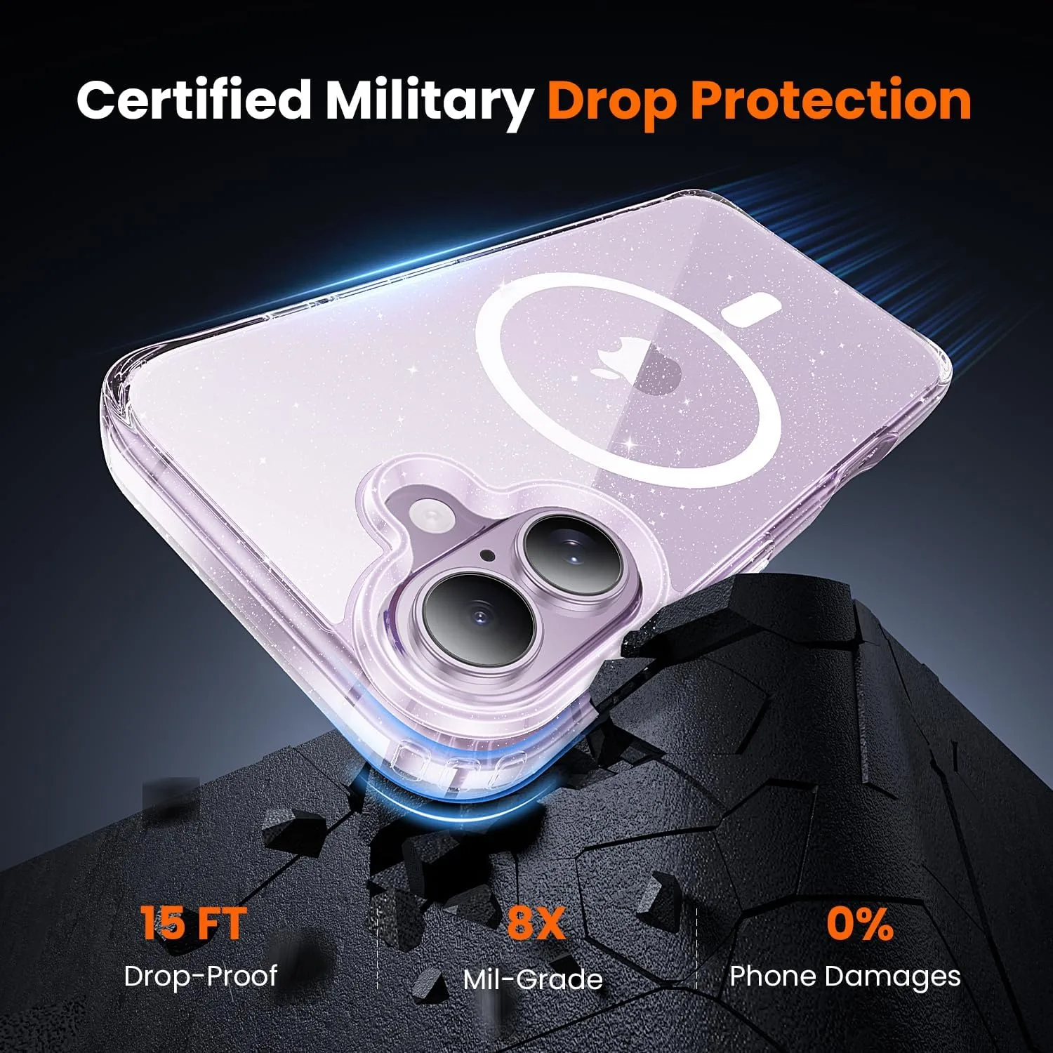 toushion 3 in 1 for iPhone 17 Case Clear Glitter
