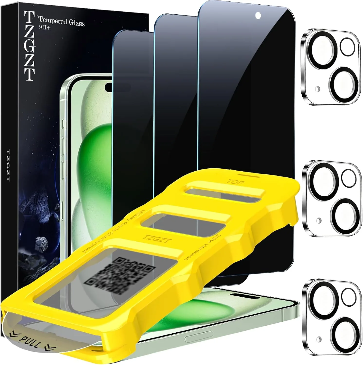 Protector de pantalla TZGZT para iPhone 15 6.1 pulgadas vidrio templado con privacidad