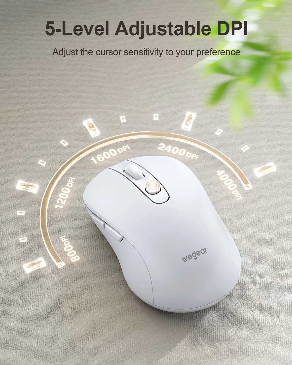 wegear USB Wireless Mouse for Laptop PC Mac, 2.4GHz Cordless Mouse-White