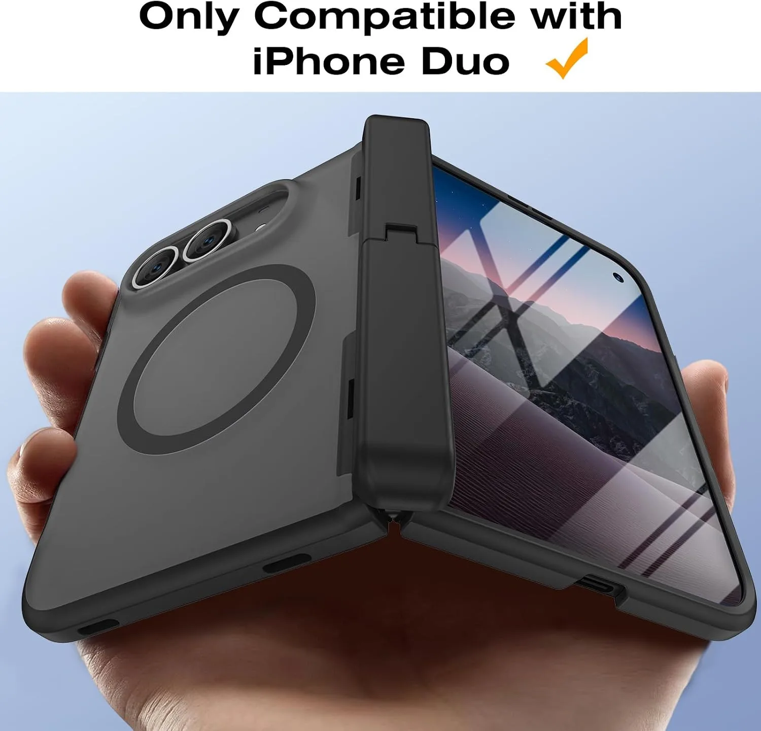 VEGO for iPhone Duo Case Built-in Screen Protector Hidden Stand, Black