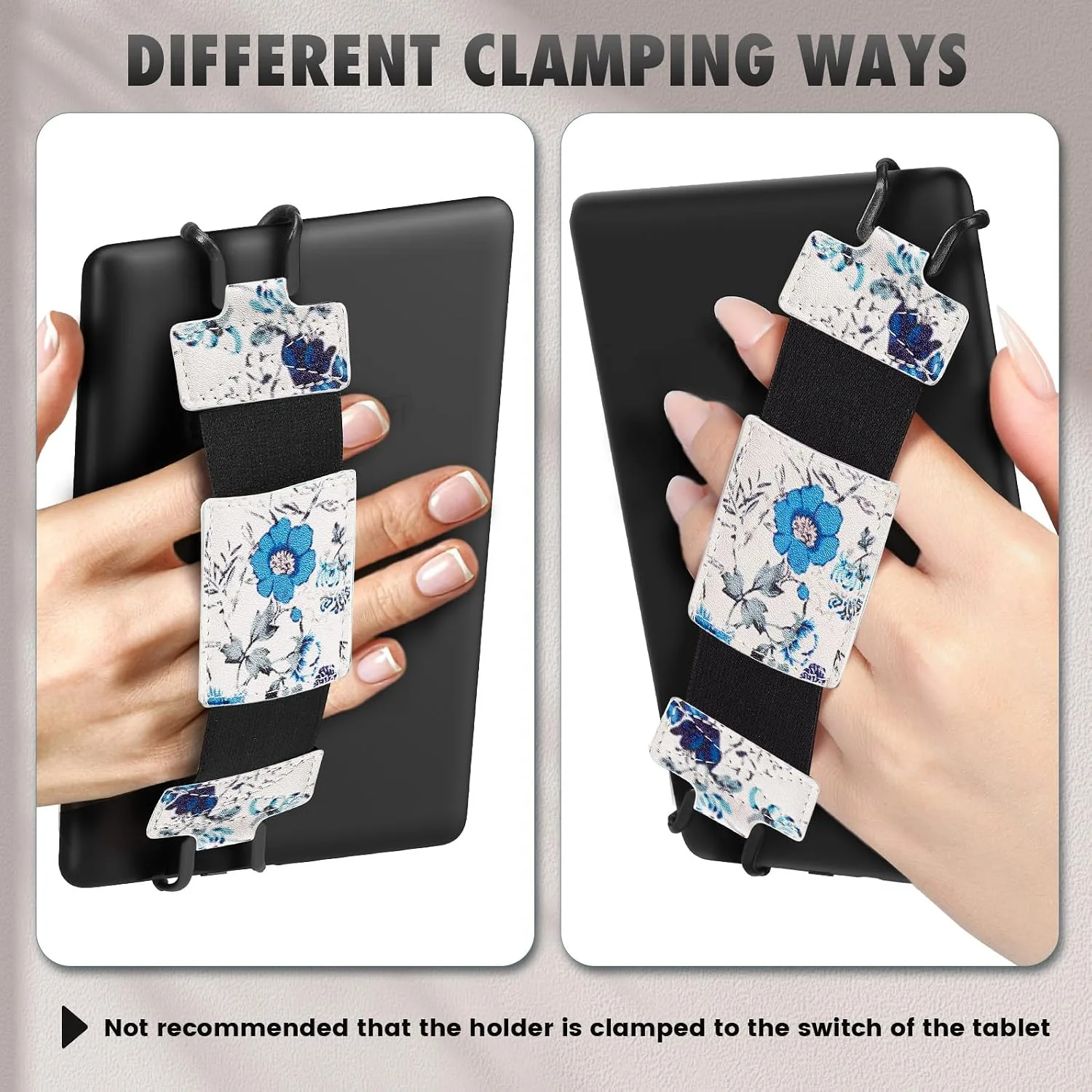 MoKo Soft Hand Strap for 6-8" Kindle eReaders Fire Tablet,White Blue Floral