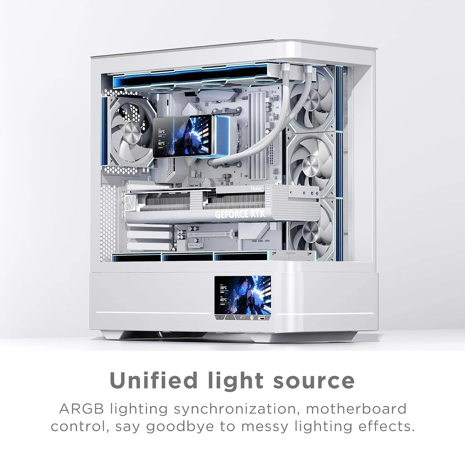 PF 360 CPU Water AIO Cooler Liquid Cooling|5.5-inch LCD Magnetic Screen|360mm ARGB Infinity Mirror 2000RPM PWM Fan|Lower Noise ≤30DBA|for Intel LGA1851/1700/1200/115X AMD AM4/AM5-White