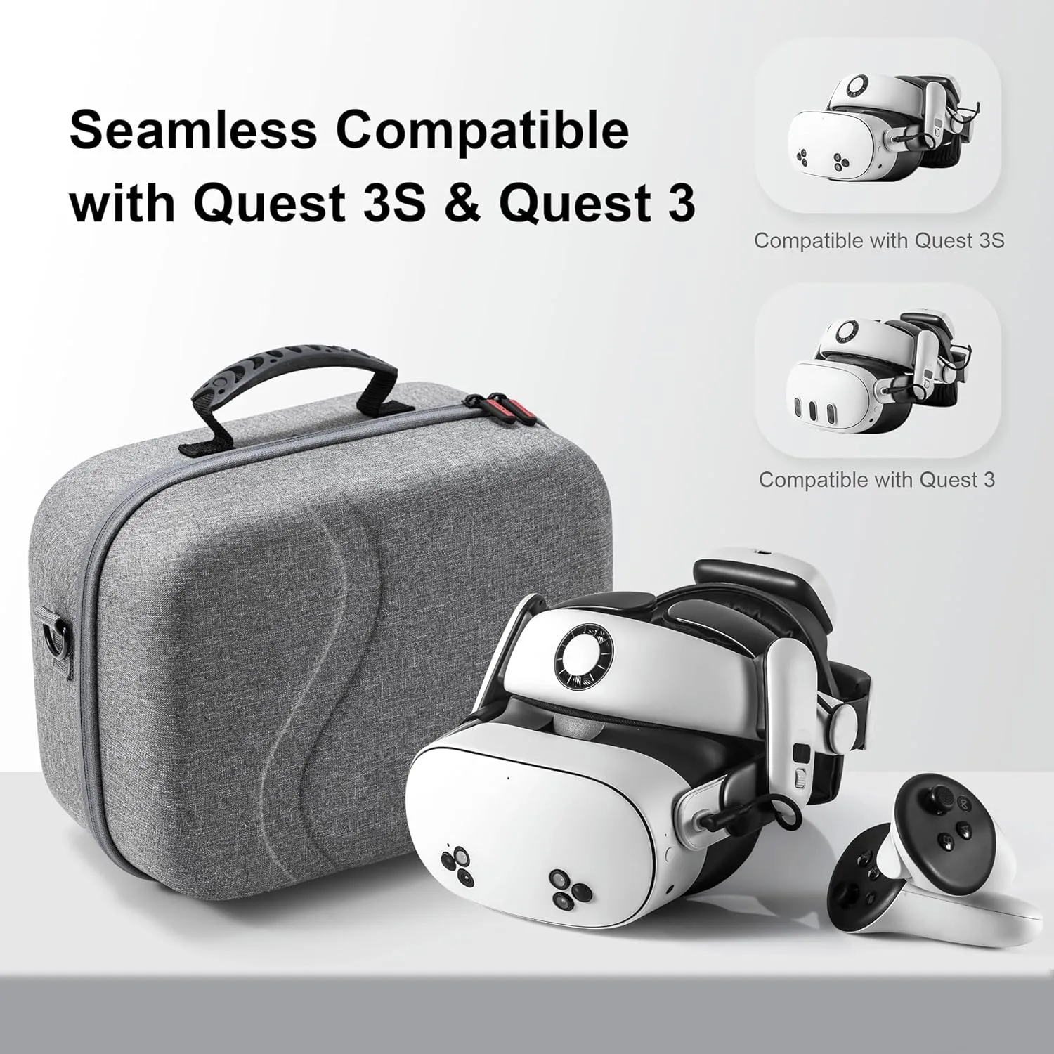 STARTRC GAMES Large Carrying Case for Meta Quest 3/Quest 3S, Hard Travel Case for BOBOVR S3 Pro/Kiwi Design Battery Head Strap and Other Accessories, Storage Case and Soft Lining for Quest 3S