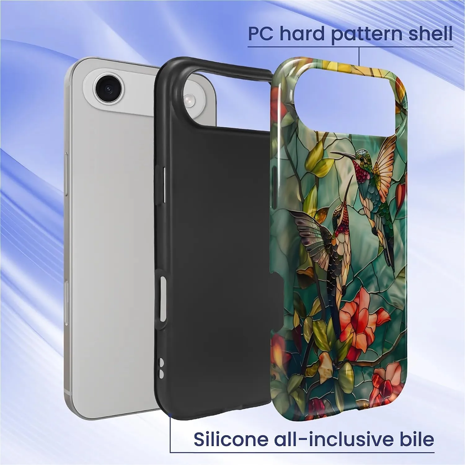 DAIZAG Case for iPhone 17 Air,Mixed 2 Layer Design Shockproof Soft TPU Ddouble Protection Phone Case for iPhone 17 Air-Gorgeous Hummingbird