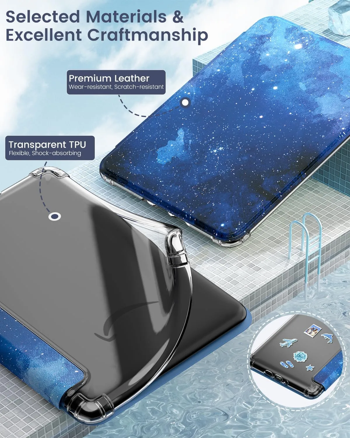 MoKo Case for Kindle Paperwhite 12th Gen & Colorsoft 2024, Blue Starry Sky