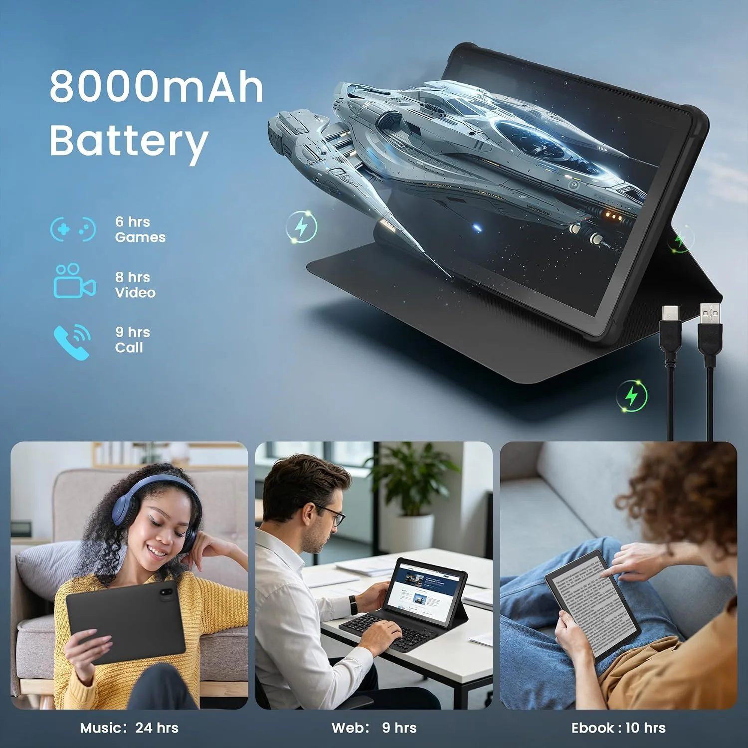 Android 16 Tablet, 10.1" HD IPS, 26GB RAM, 128GB ROM, WiFi 6, BT 5.4, Black