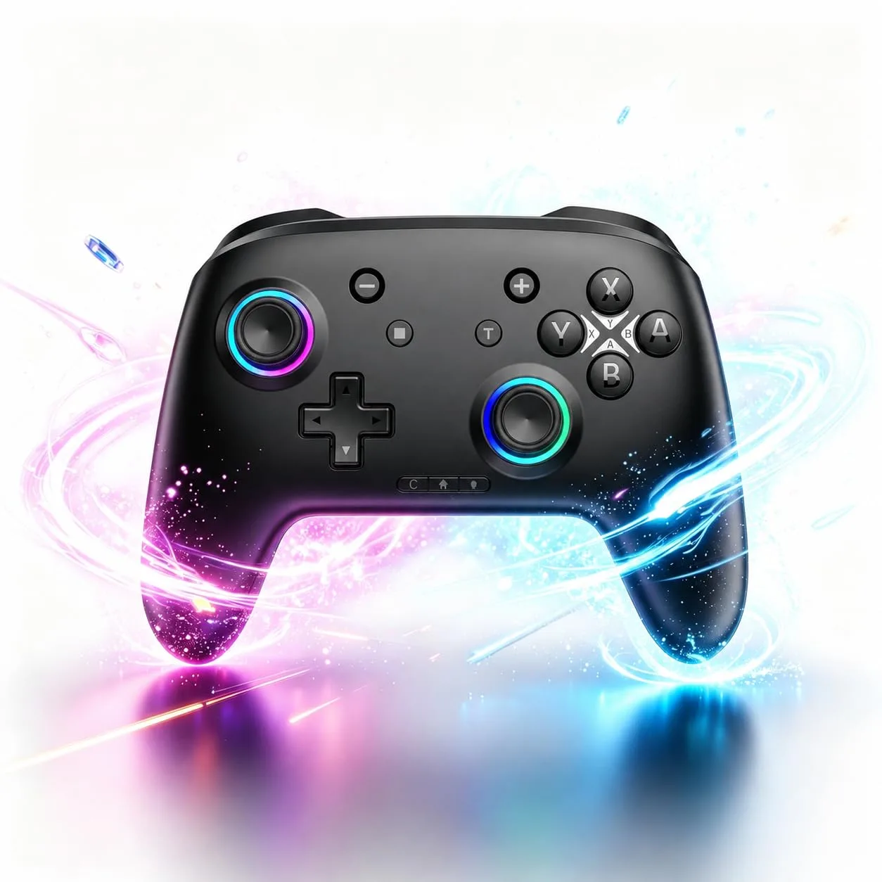 Switch Controller, Wireless Bluetooth Controller for Nintendo Switch 2/Switch/Lite/OLED, game controllers Compatible with iPhone/Mac/iPad/iOS/Android/Phone/PC/Steam and TV with Rotary Motors, RGB Hall Effect Joysticks/Macro Back Buttons/Turbo Modes/6-Axis/Motion/Wake up (Pink)