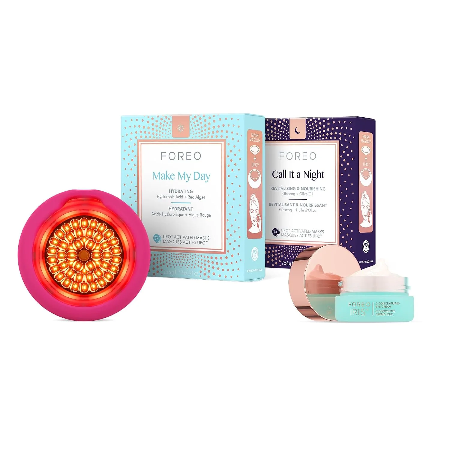 FOREO UFO 3 LED Face Mask Device + 14 Masks + IRIS Brightening Eye Cream