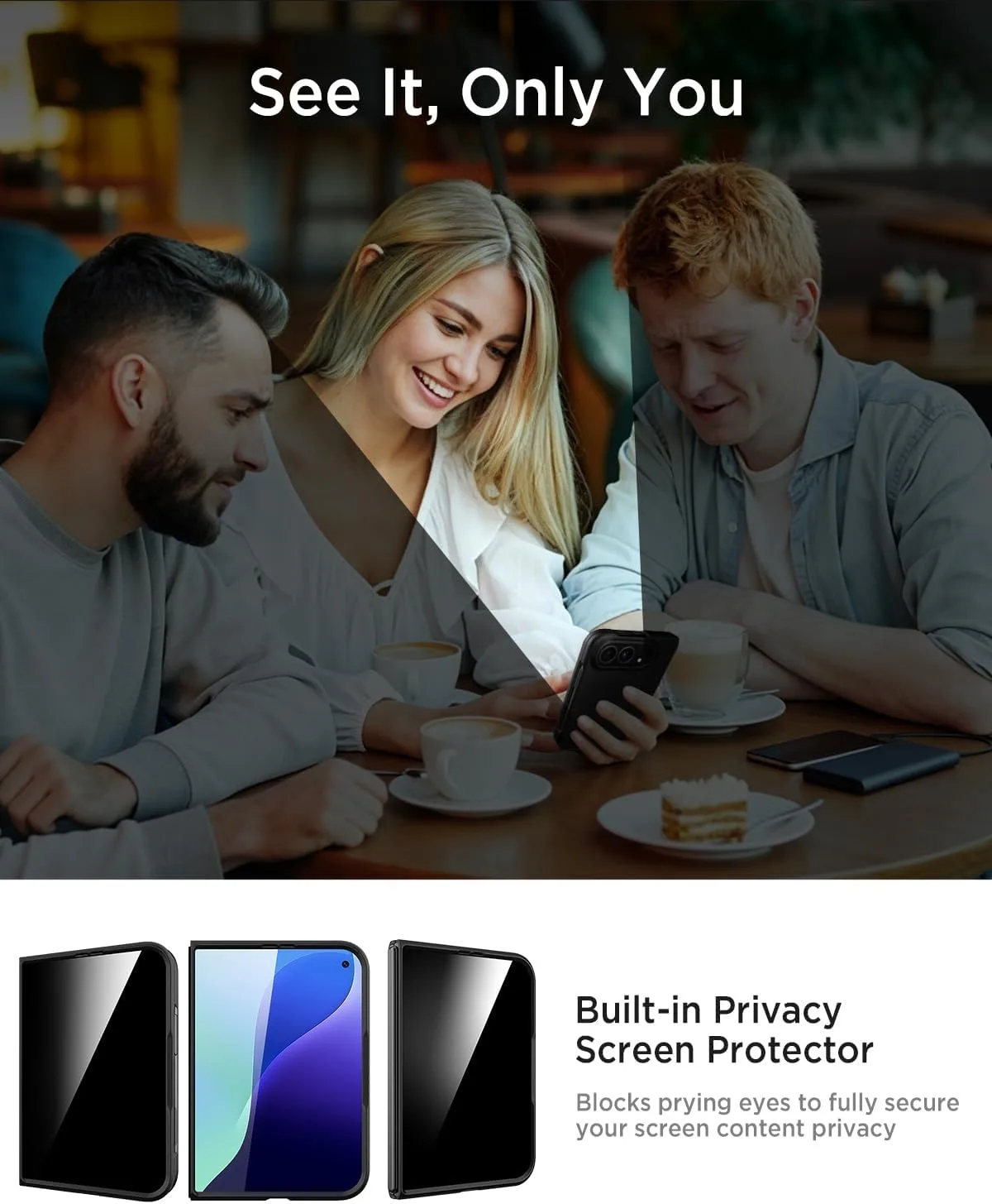 Miimall Magnetic for iPhone Duo Case with Privacy Screen Protector, [Compatible with Magsafe] Ultra Slim Shockproof Anti-Slip Phone Bumper Cover for iPhone Duo 5G Thin Case Black