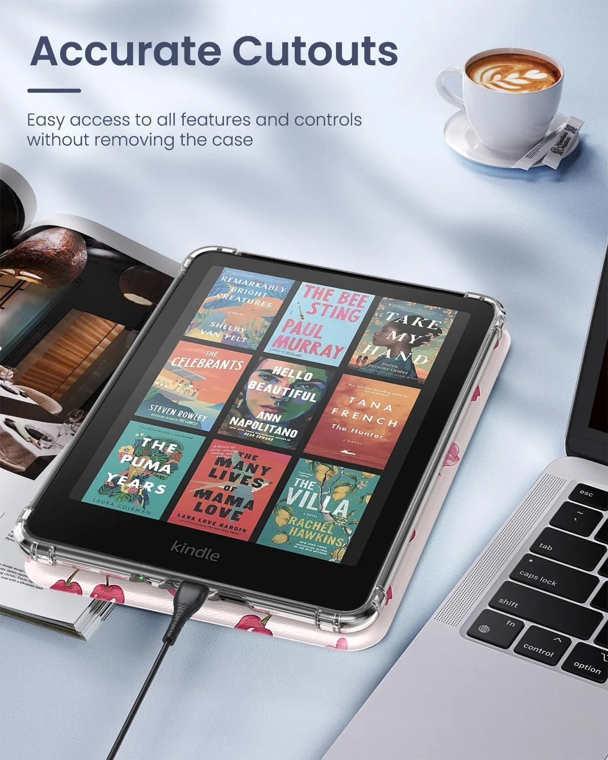 MoKo Case for Kindle Paperwhite 12th Gen & Colorsoft 2024, Cherry Bow
