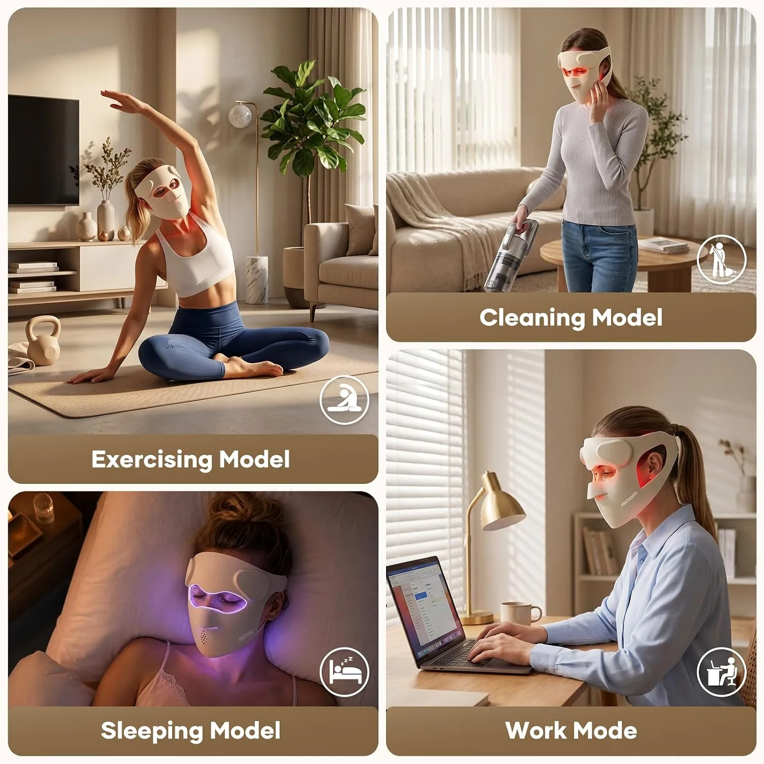 RB-061 Red Light Therapy Mask for Face,USB-C Rechargeable 850nm