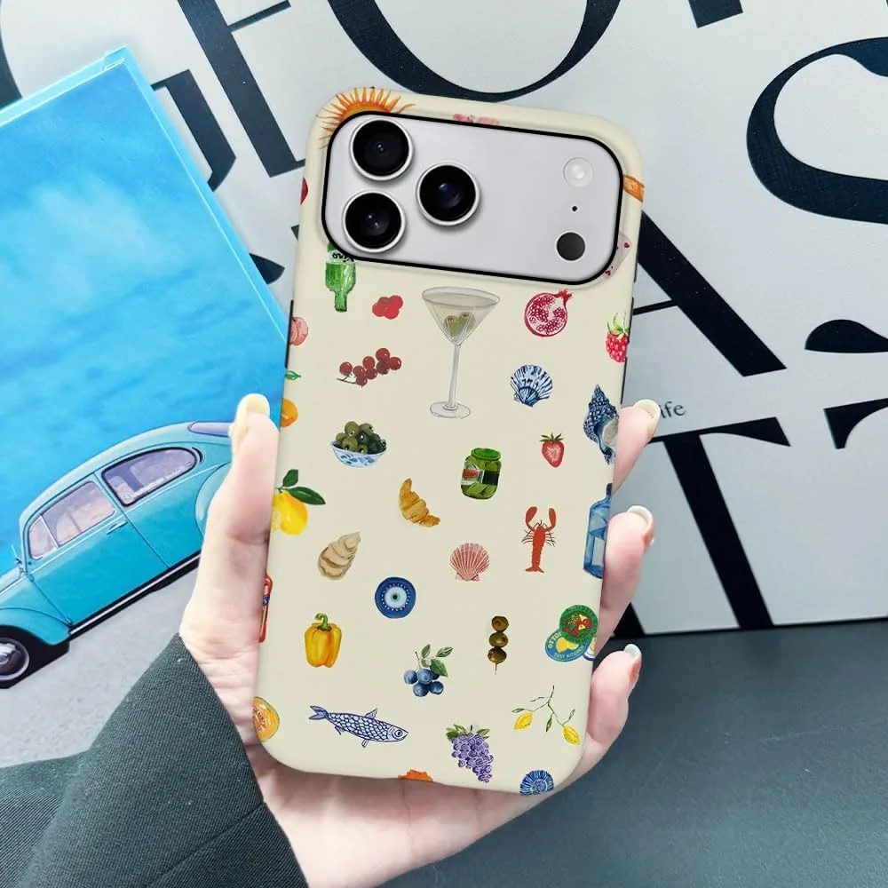 Case Compatible with iPhone 18 Pro Max/iPhone 17 Pro Max,Fall Prevention Hybrid 2-Layer Hard Shell Phone Cover for Girls Boys,Aesthetic Fruit Lily Flower Fish