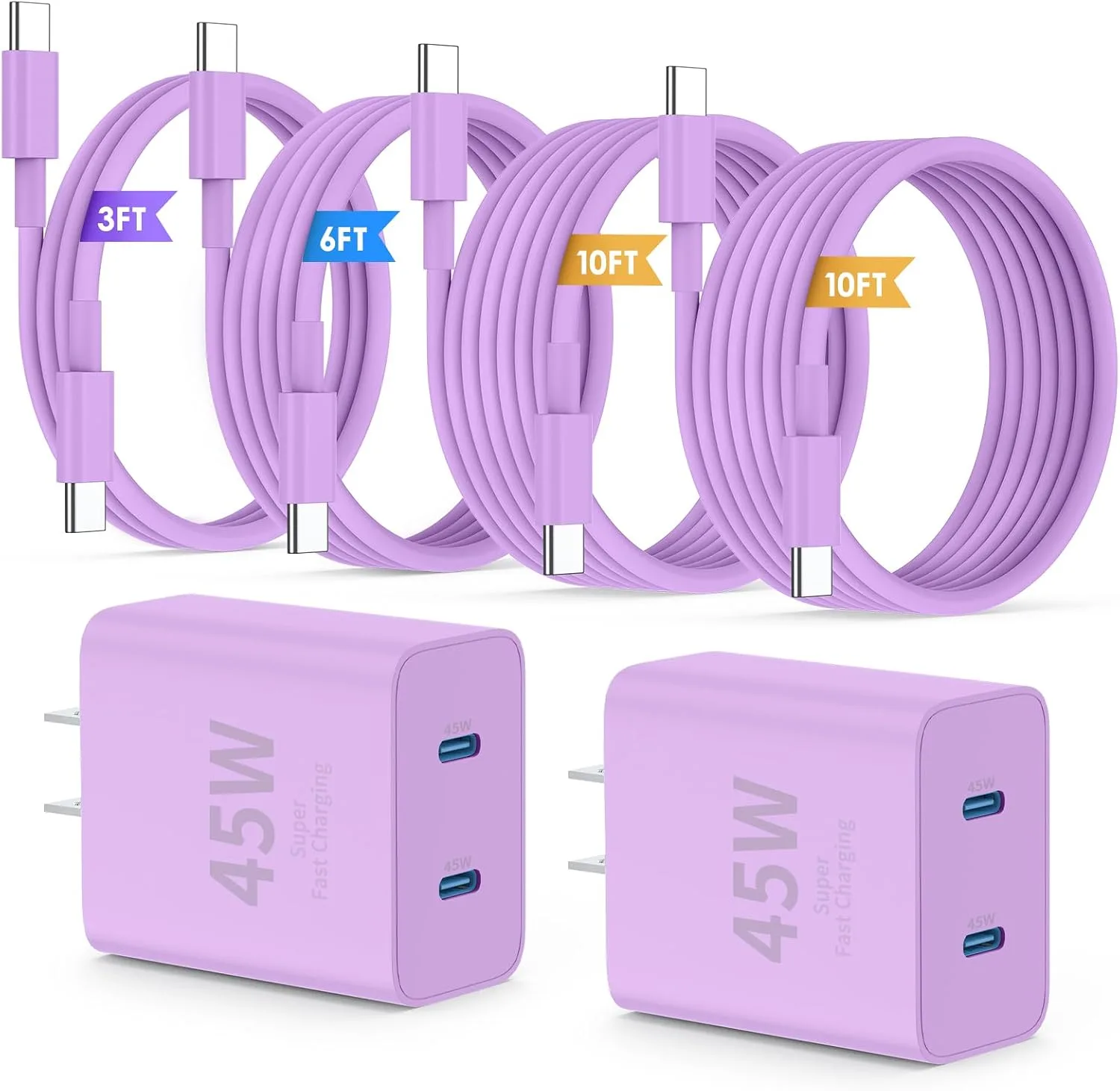 QZIIW iPhone 18 17 16 Pro Max Fast Charger,45W Dual Port USB C Fast Charger