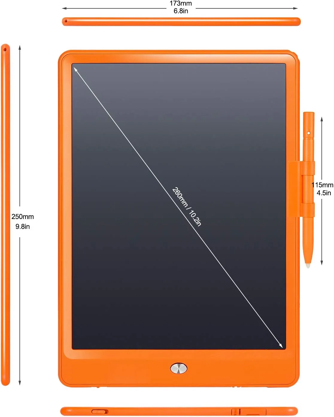 LCD Writing Tablet with Bag for Kids, 10 Colorful Screen Drawing Board Doodle Pad Learning Educational Toy - Gift for 3-6 Years Old Boy Girl (Orange)