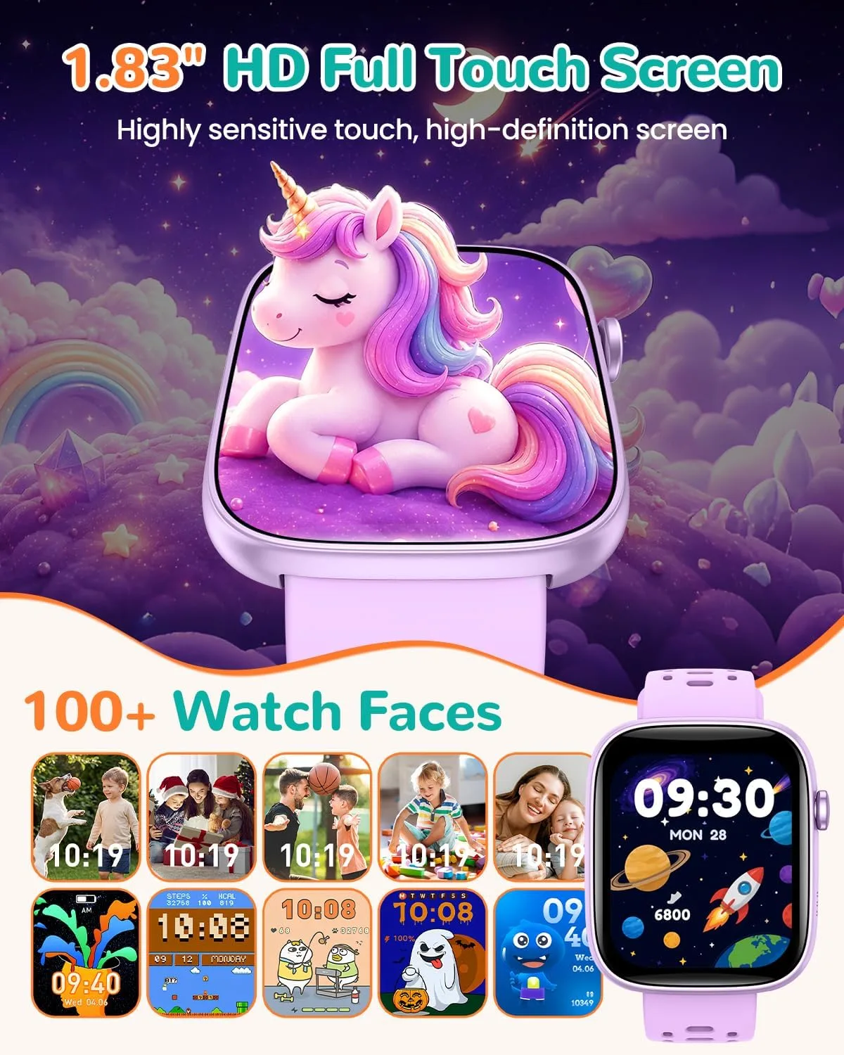 Kids Smart Watch No Phone Needed, 1.83" Smart Watch Fitness Trackers