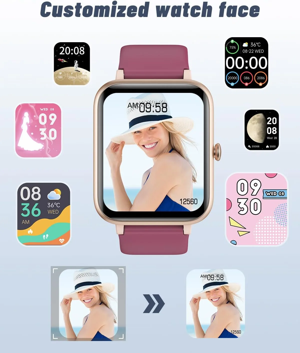 GRV Smart Watch for Women, Bluetooth Call, for iPhone Android Purple
