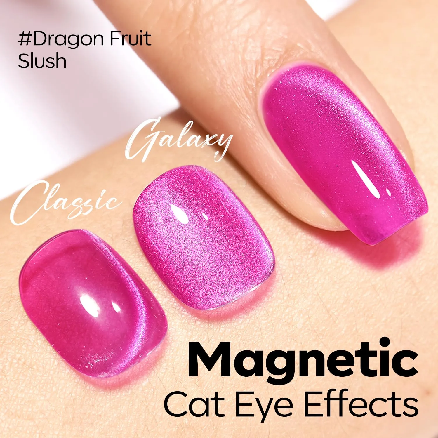 modelones Cat Eye Gel Nail Polish Pink Glitter Holographic