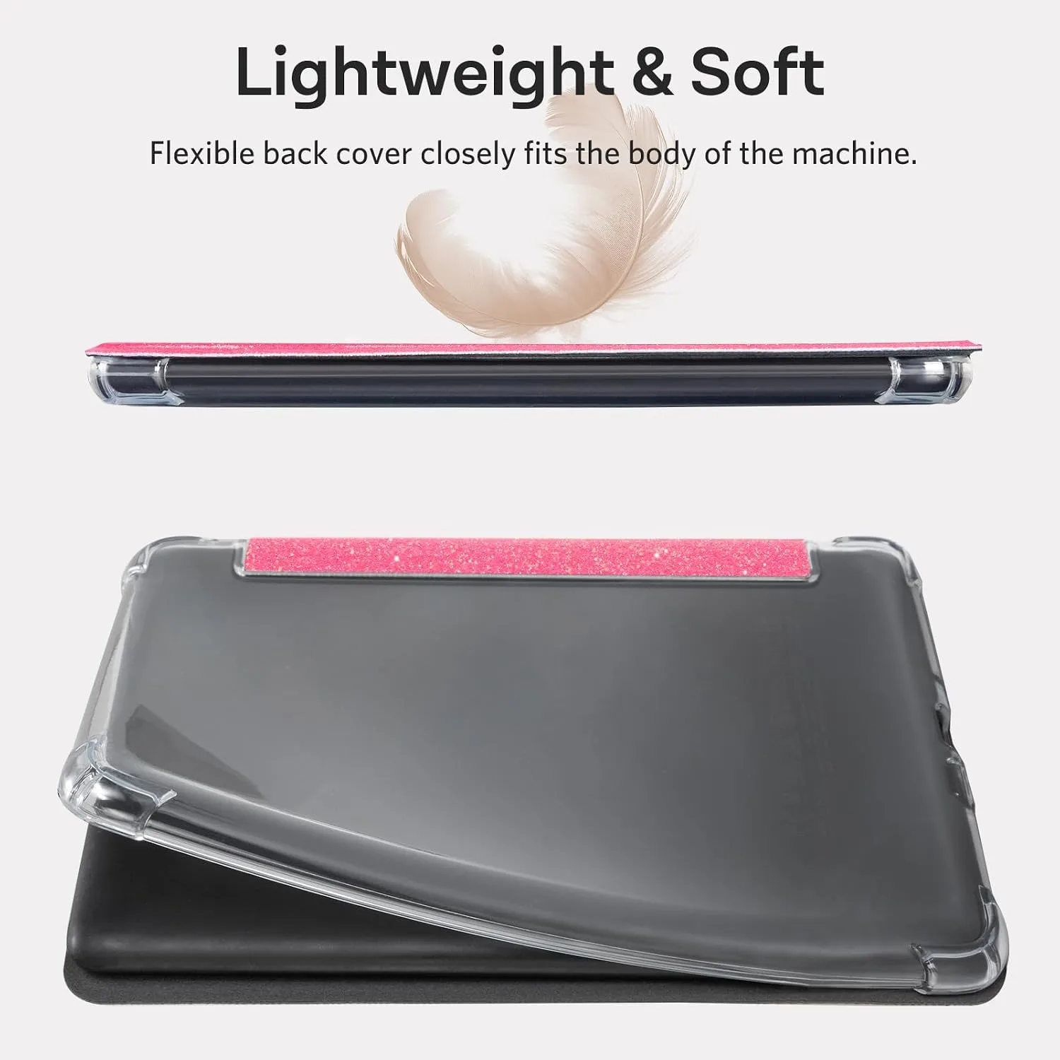 CoBak Case for 7" Ereader - New PU Leather Cover and Clear Soft Silicone Back Cover with Auto Sleep Wake Feature