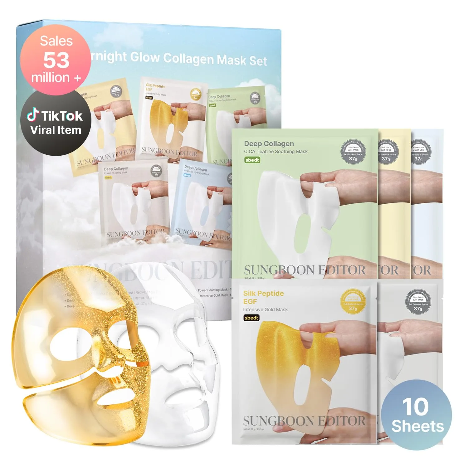 SUNGBOON EDITOR Deep Collagen Overnight Glow Mask Set, 5 Types, 37g x 10ea
