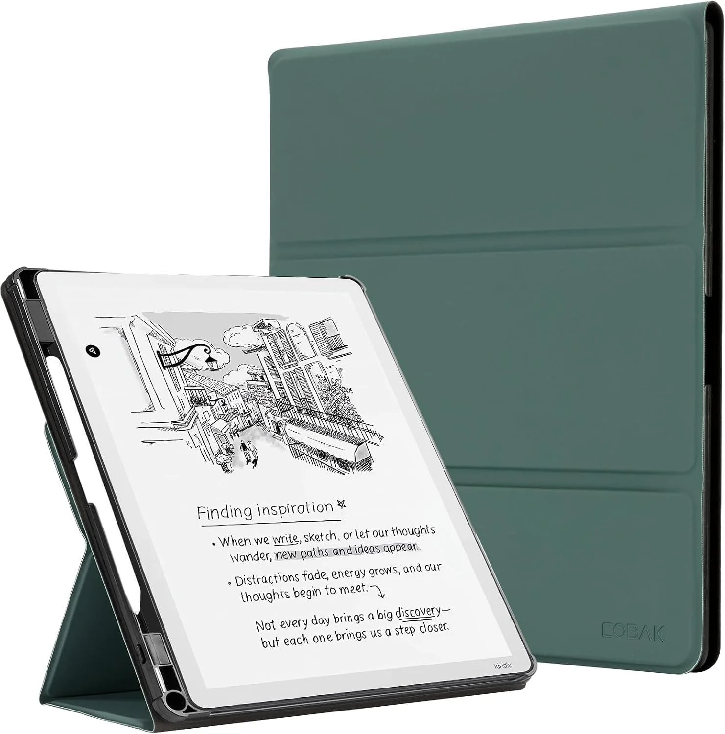 CoBak Case for 11" Kindle Scribe 3rd Generation 2025, Kindle Scribe Colorsoft with Two Viewing Angles - All New PU Leather Cover with Auto Sleep Wake, Pen Holder. Pine Green