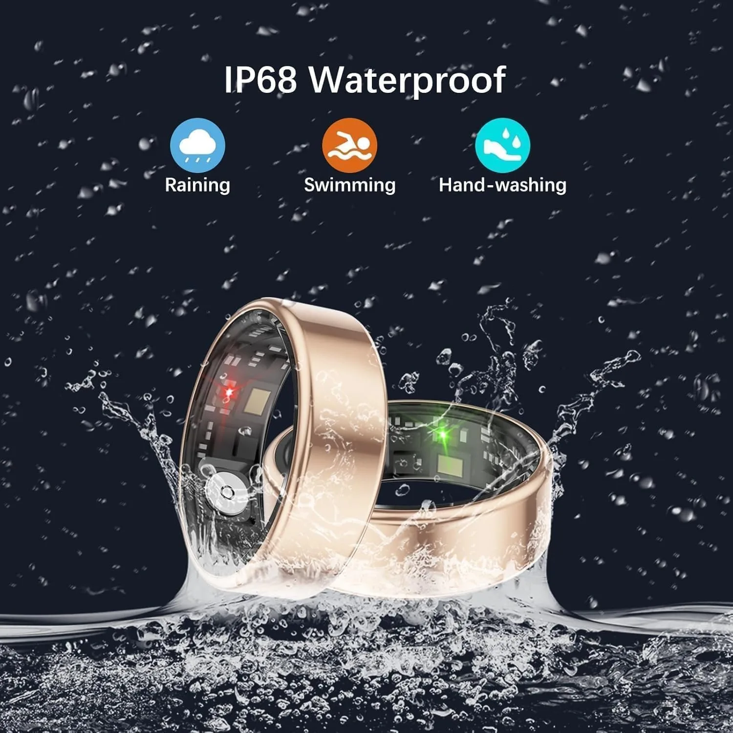Smart Rings for Women Men, Fitness Ring with Heart Rate, Blood Oxygen, HRV, Stress, Sleep Tracker, Step Tracker, No Subscription Fee, lP68 Waterproof Smart Ring for iPhone & Android (Rose Gold 11#)