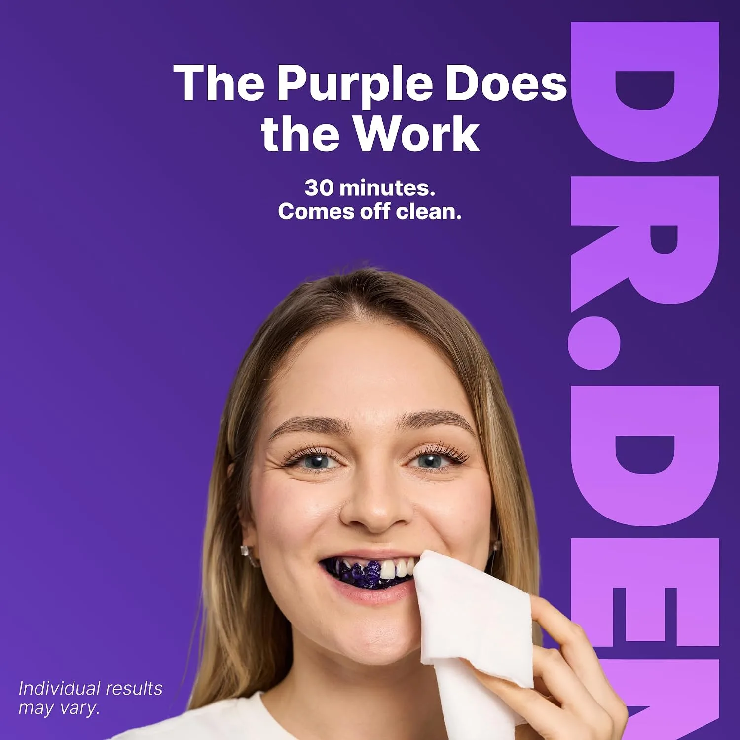 DRDENT Purple Teeth Whitening Strips - 42 Strips (21 Treatments) - Peroxide Free Pap Whitening - Color Correcting Purple
