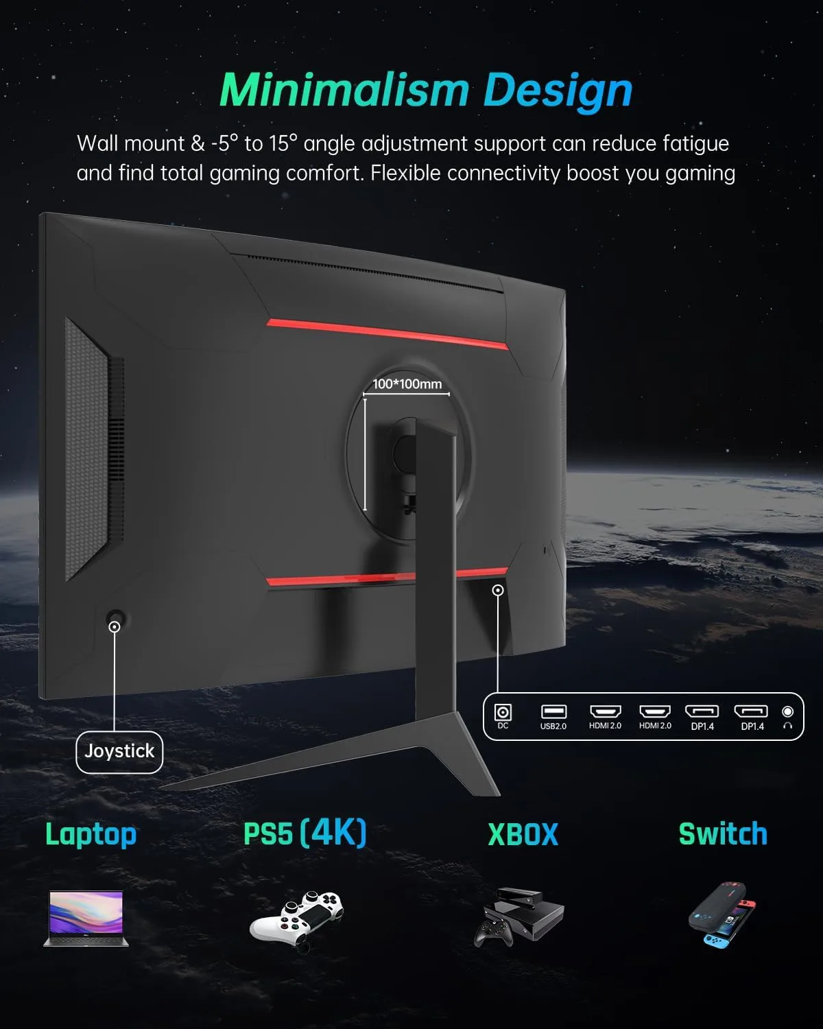 KTC 27 inch Gaming Monitor, 1440P Curved Monitor, 180Hz, 2K, 1500R, H27S17