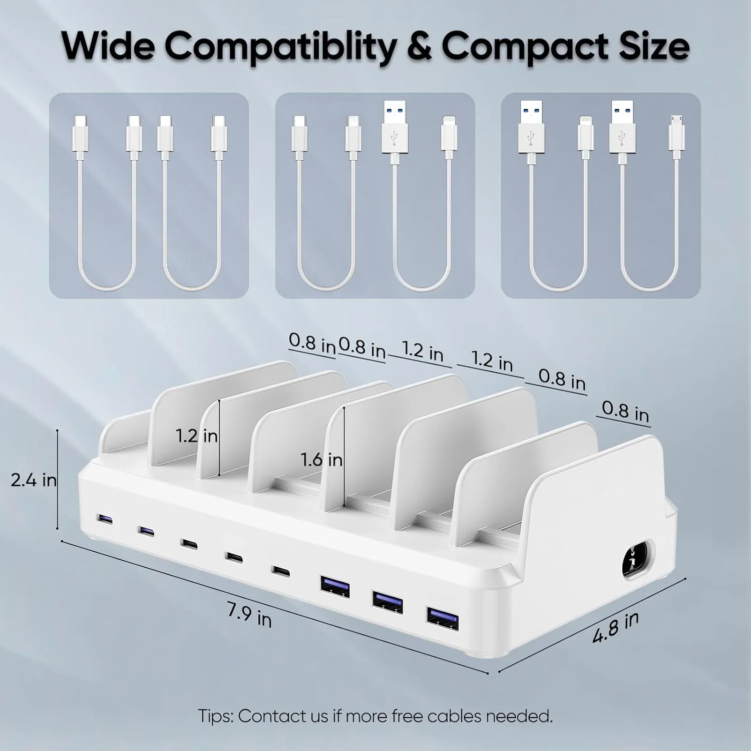 Lcssio 300W Charging Station for Multiple Devices, 8 Port Fast Charger