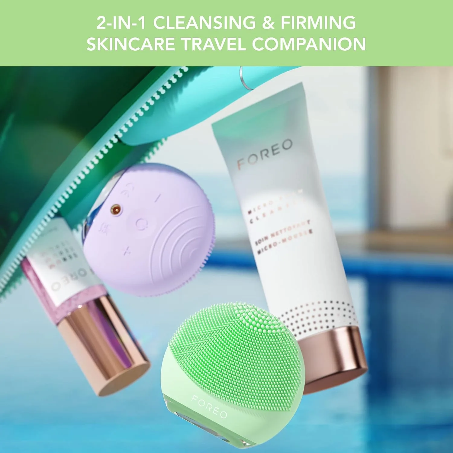 FOREO Luna 4 go Facial Cleansing Brush & Firming Face Massager, Pistachio