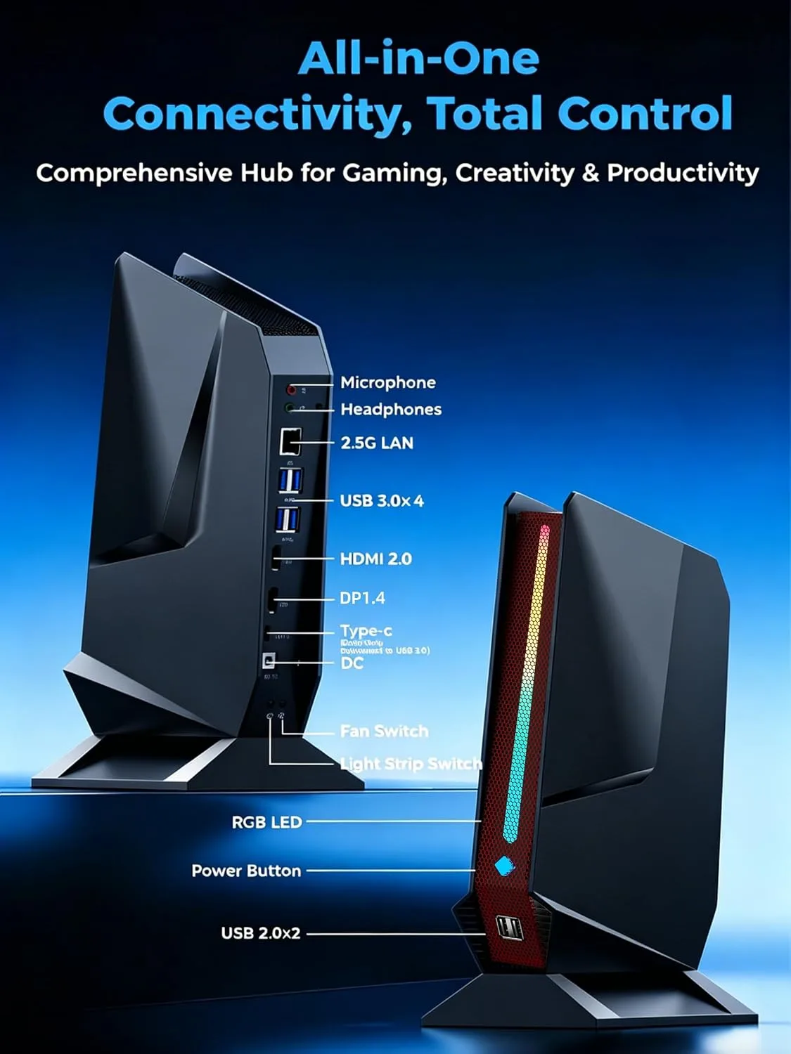 TOPGRO T1-MAX Mini Gaming PC,13th Gen i9-13900HX丨Geforce RTX4070 8G GDDR6,32GB DDR5, 1TB PCIe4.0 SSD, Gaming AI PC,RGB Lighting,HDMI2.0/DP1.4/WiFi 6E/BT 5.3/Win11 Pro High-Performance Desktop Computer