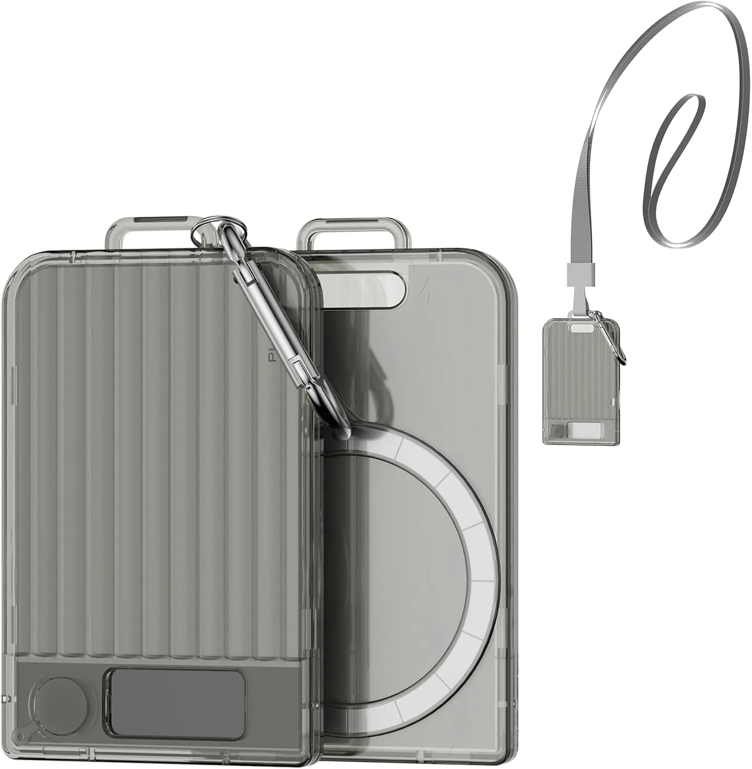 Magnetic Holder for Plaud Note&Plaud Note Pro(2025) with Lanyard&Carabiner,Anti-Scratch Hard Slim PC Portable Protective Case Ai Voice Recorder Accessories (Clear Gary)