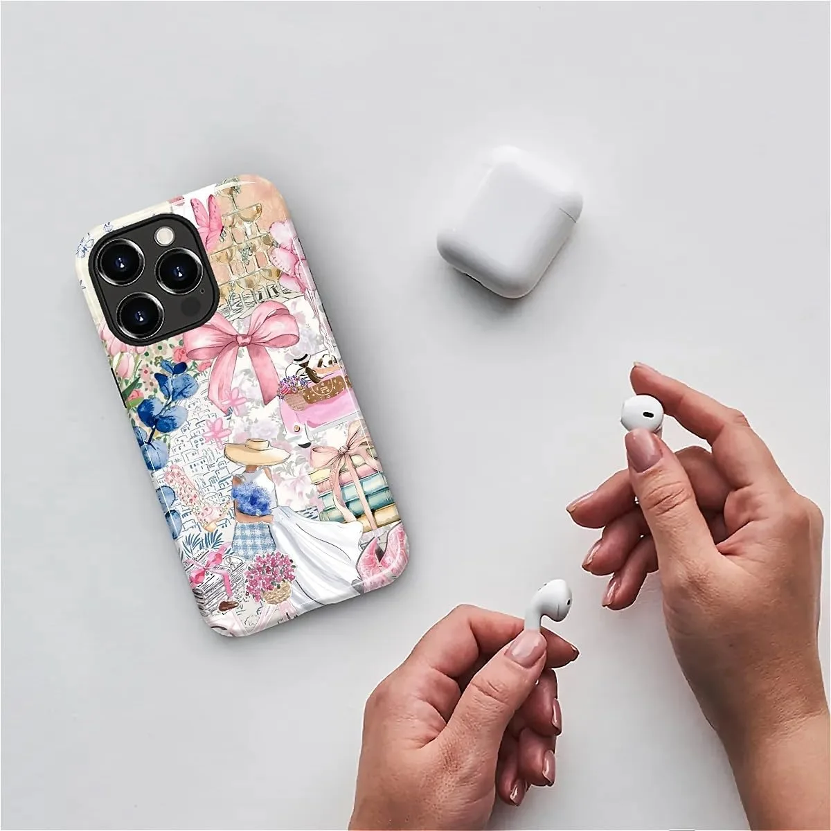 DAIZAG Case for iPhone 14 Pro Max,Mixed 2 Layer Design Shockproof Soft TPU Ddouble Protection Phone Case for iPhone 14 Pro Max-Magazine Books Flower Bow Collage