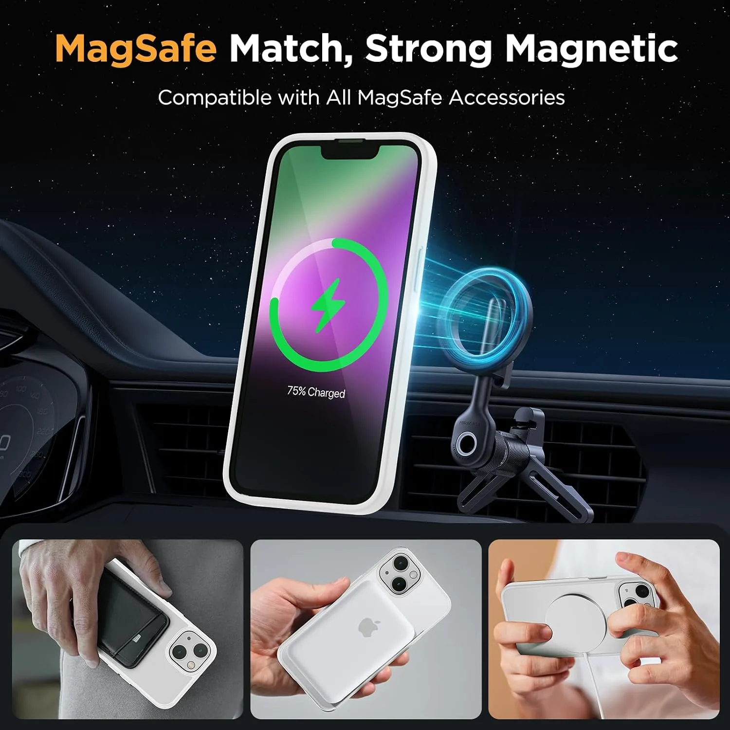 miracase Magnetic for iPhone 14 Case 6.1 inch (Compatible with MagSafe)（with 2X Screen Protectors） Military-Grade Protection, Anti-Fingerprint Translucent Matte Phone Case Cover, White