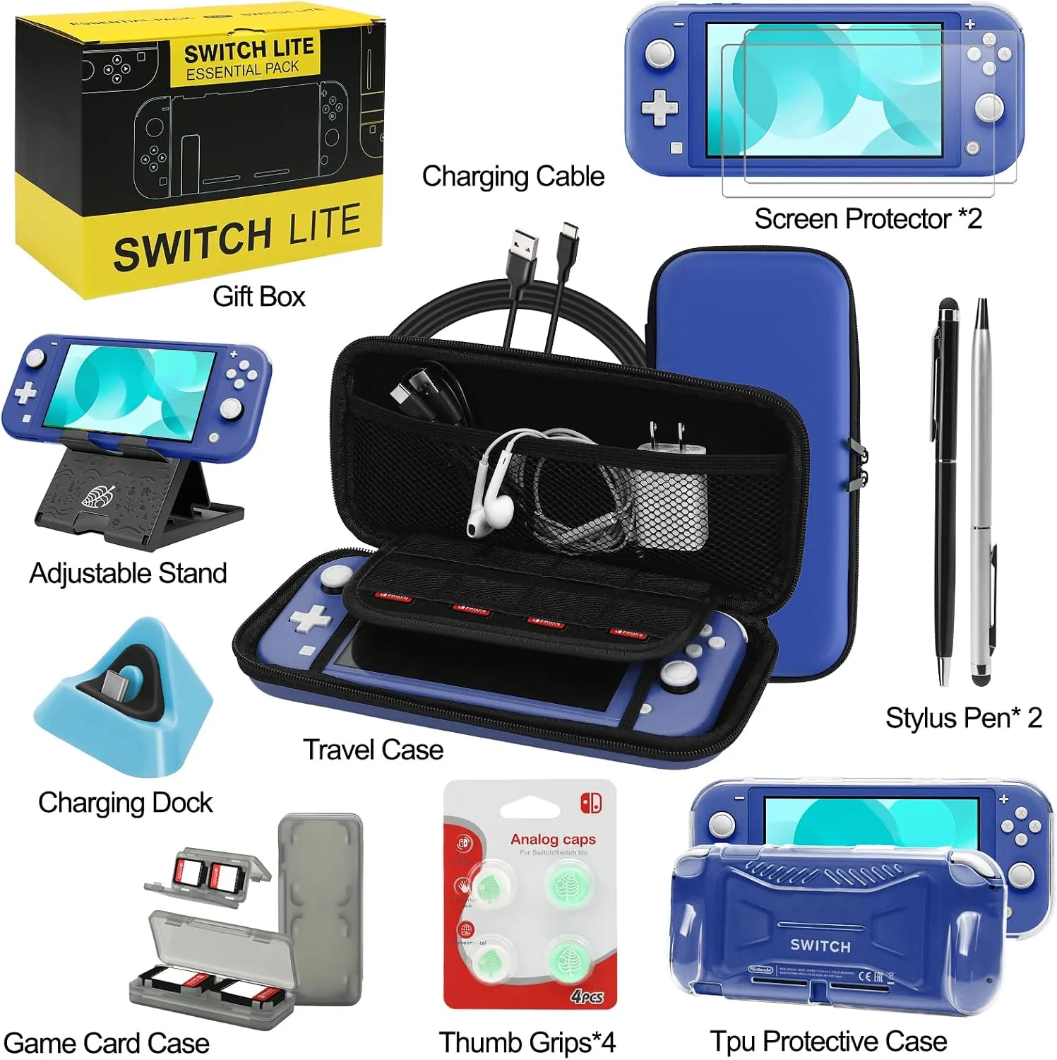 Switch Lite Case 16-in-1 Accessories Bundle for Nintendo Switch Lite (2019)