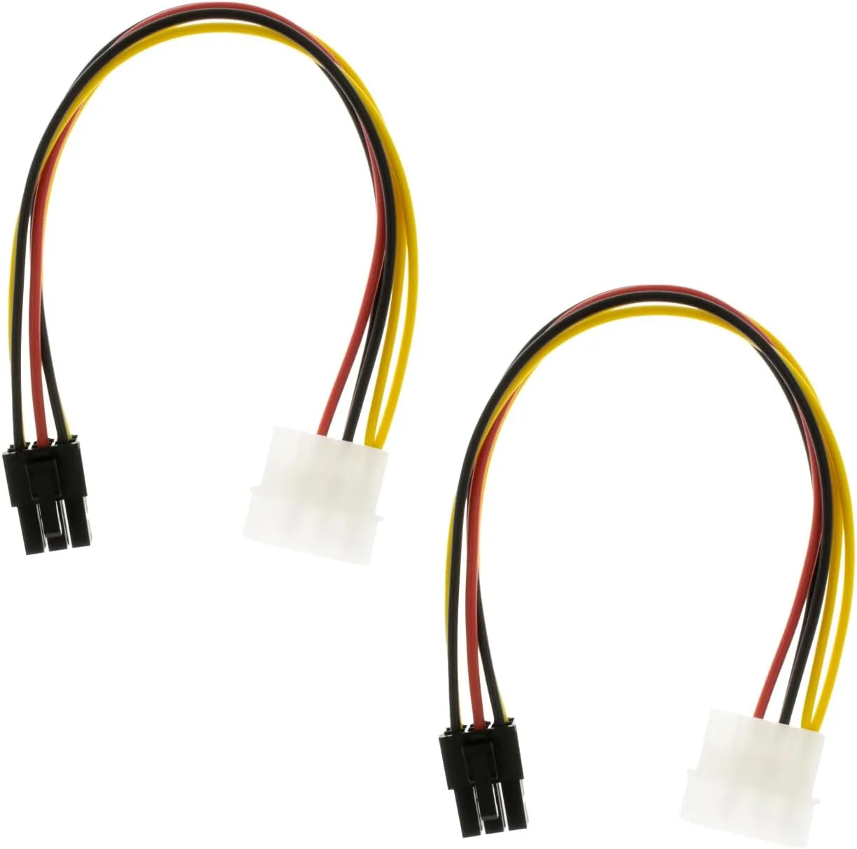 Cable de poder 4 Pin Molex a 6 Pin para tarjeta de video GPU Yikaien 22 cm pack 2