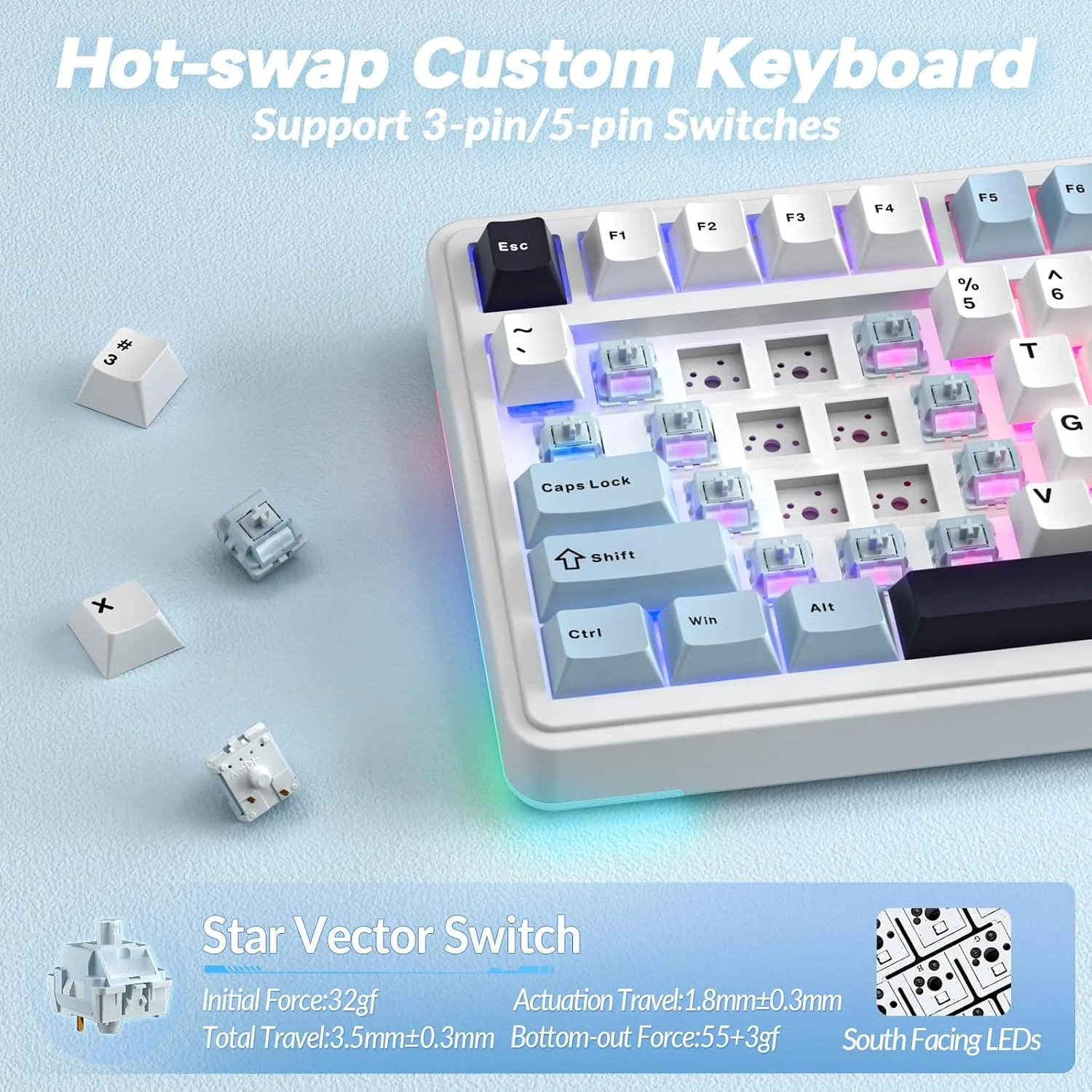 AULA S75 PRO Wireless Mechanical Gaming Keyboard with Screen&Knob, 80 Keys